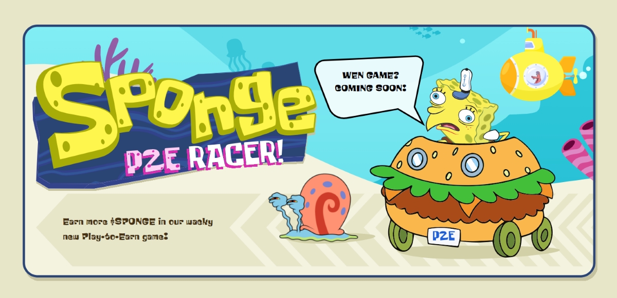 An image marketing the Sponge play-to-earn racing game, taken from the official website